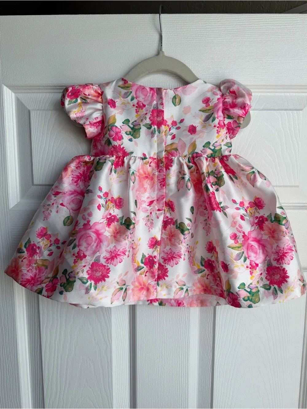 Bonnie Baby Pink Floral Bow Infant Dress- Size 3-6M